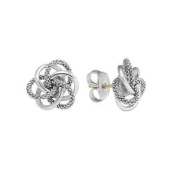 Caviar Earrings<LAGOS Large Silver Love Knot Stud Earrings