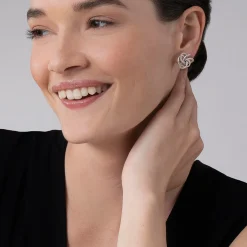 Caviar Earrings<LAGOS Large Silver Love Knot Stud Earrings