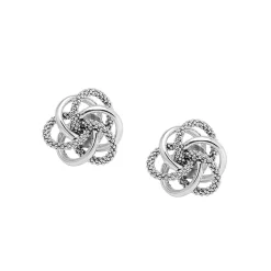 Caviar Earrings<LAGOS Large Silver Love Knot Stud Earrings