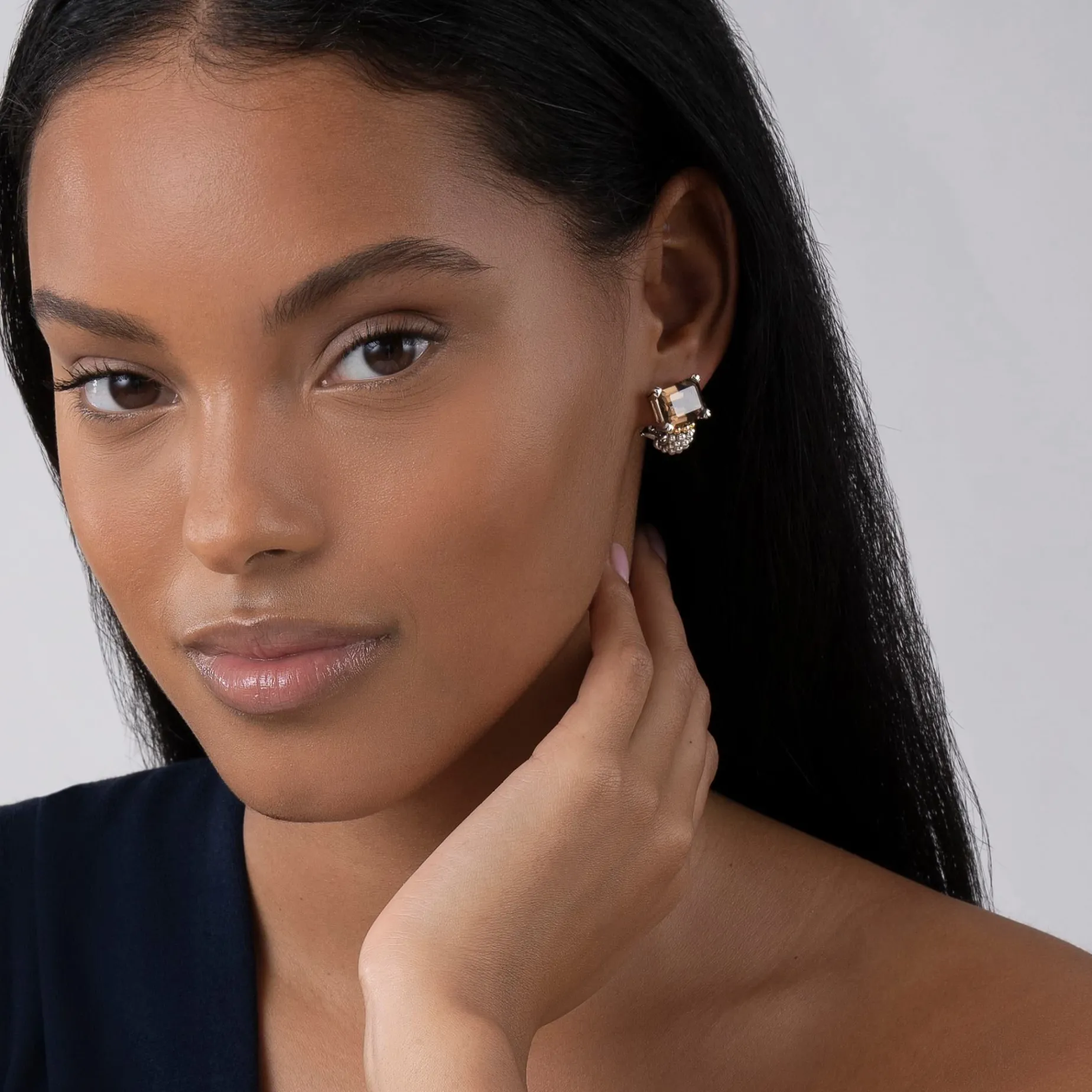 Gemstones<LAGOS Large Smokey Quartz Huggie Earrings