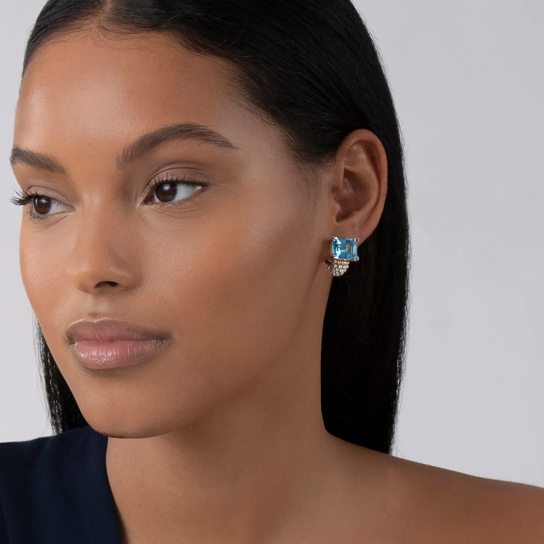 Hoop Earrings<LAGOS Large Swiss Blue Topaz Huggie Earrings