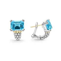 Gemstones<LAGOS Large Swiss Blue Topaz Huggie Earrings