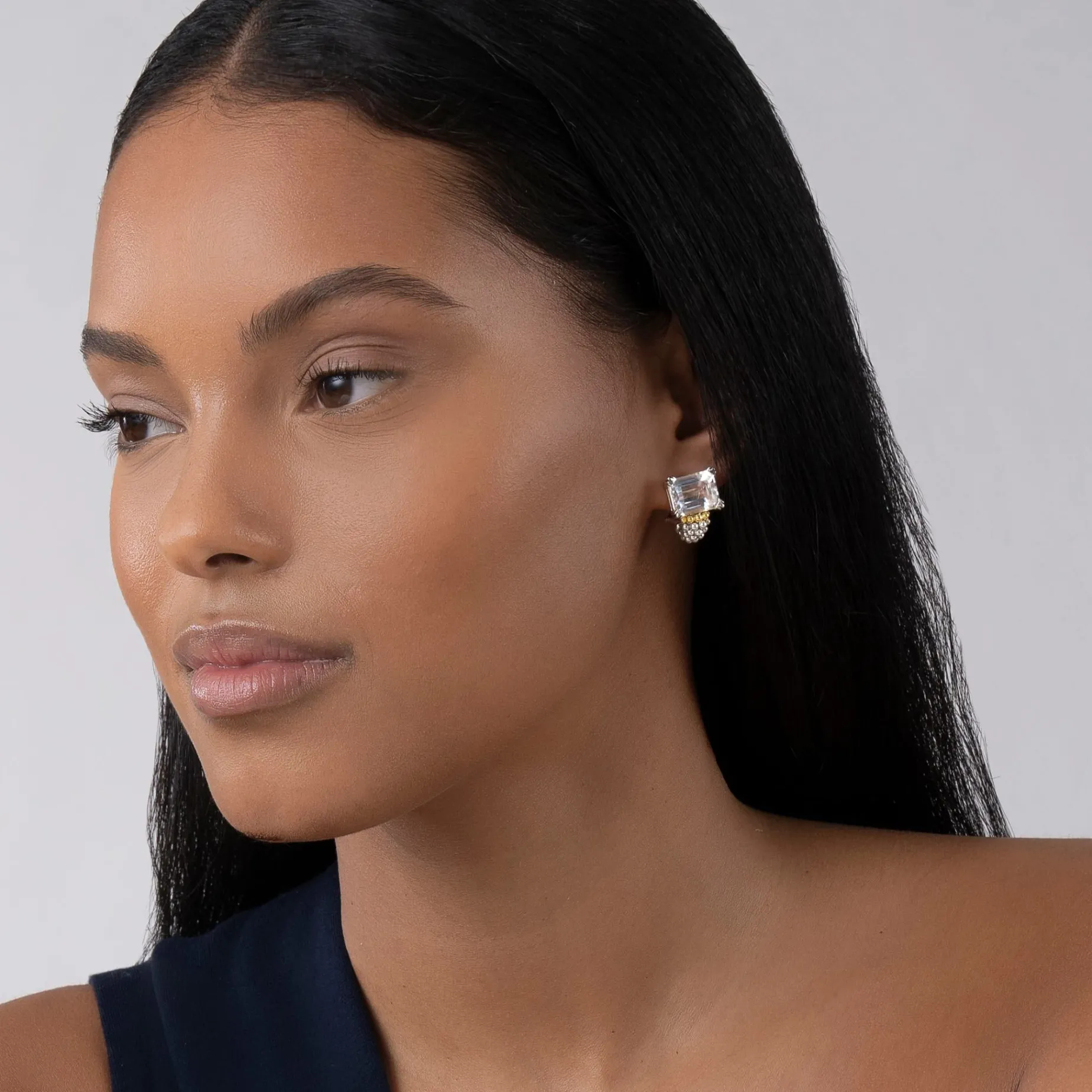 Hoop Earrings<LAGOS Large White Topaz Huggie Earrings