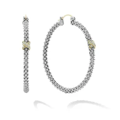 Hoop Earrings<LAGOS Large X Diamond Caviar Hoop Earrings