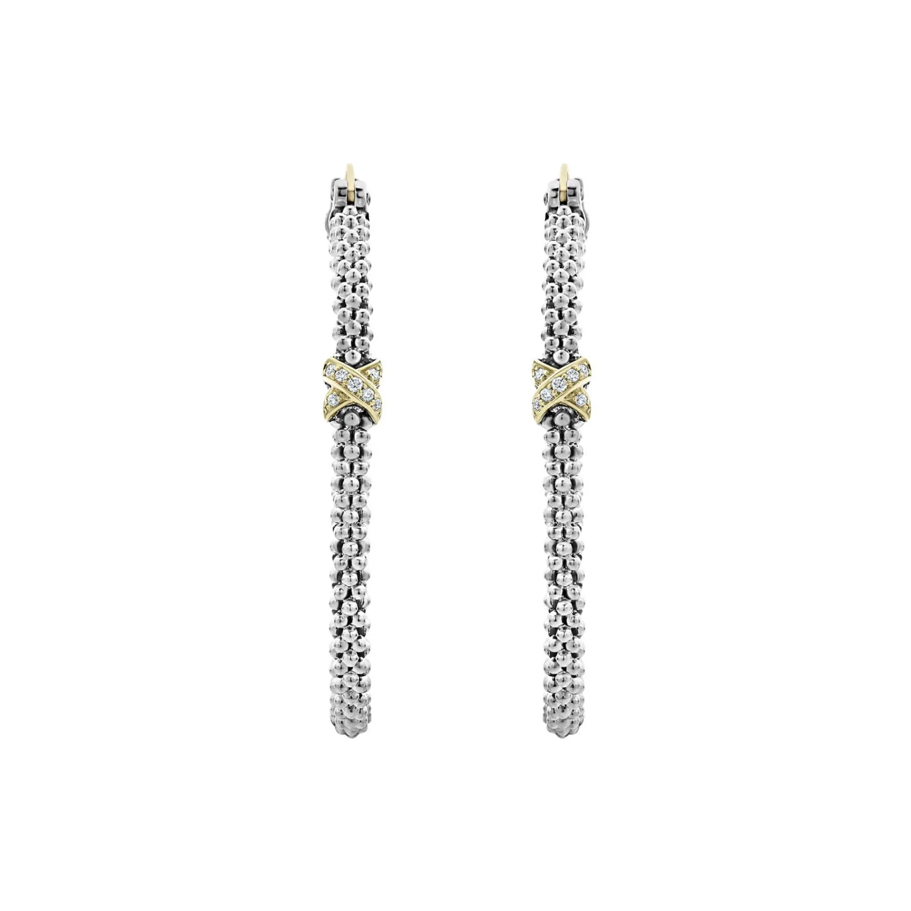 Hoop Earrings<LAGOS Large X Diamond Caviar Hoop Earrings