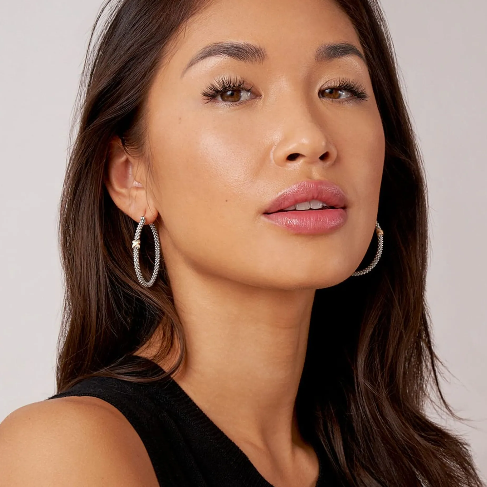 Caviar Earrings<LAGOS Large X Diamond Caviar Hoop Earrings