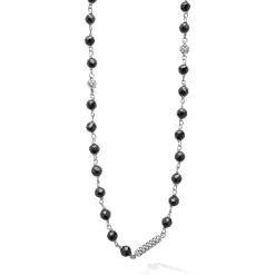Chains<LAGOS Long Black Ceramic Beaded Necklace