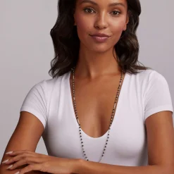 Chains<LAGOS Long Black Ceramic Beaded Necklace