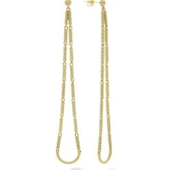 Gold<LAGOS Long 18K Gold Superfine Caviar Tear Drop Earrings