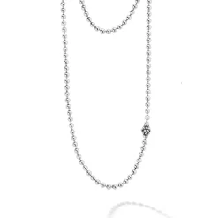 Long Necklaces<LAGOS Long Silver Caviar Beaded Necklace