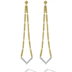 Gold<LAGOS Long Superfine Diamond Drop Earrings