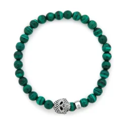 Gemstones<LAGOS Malachite Skull Bracelet