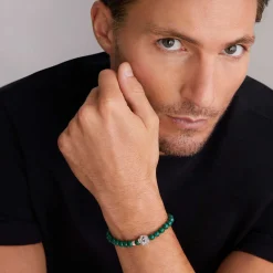 Gemstones<LAGOS Malachite Skull Bracelet