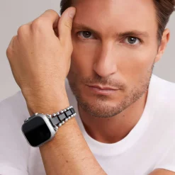 Watch Bands<LAGOS Matte Black Ceramic And Stainless Steel Watch Bracelet-42-49Mm