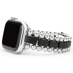 Watch Bands<LAGOS Matte Black Ceramic And Stainless Steel Watch Bracelet-38-45Mm