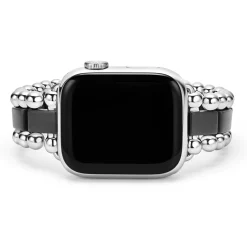 Watch Bands<LAGOS Matte Black Ceramic And Stainless Steel Watch Bracelet-38-45Mm