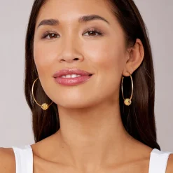 Hoop Earrings<LAGOS Medium 18K Gold Caviar Ball Hoop Earrings