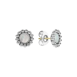 Caviar Earrings<LAGOS Mother Of Pearl Circle Stud Earrings