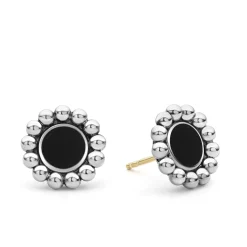 Caviar Earrings<LAGOS Onyx Circle Stud Earrings