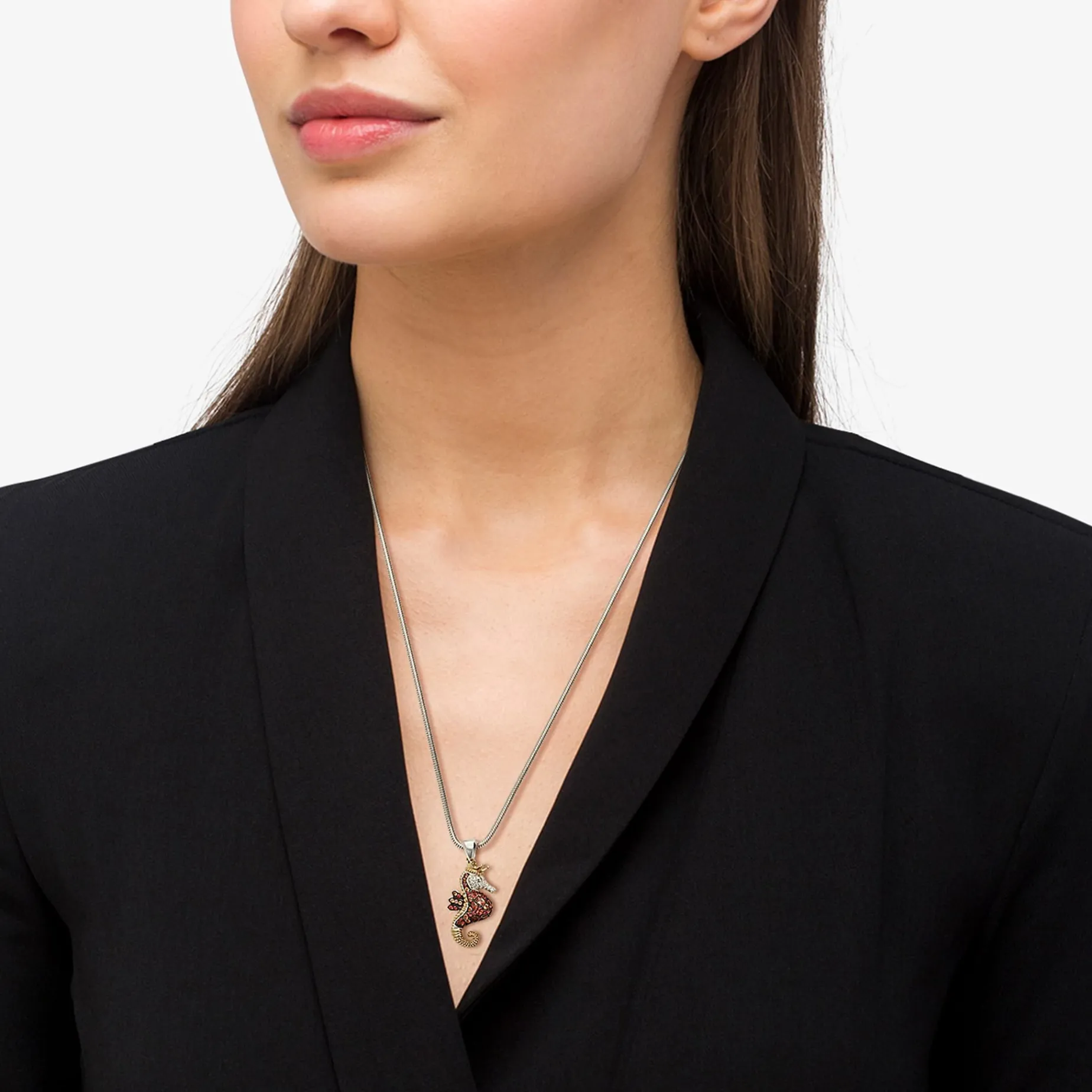 Gemstones<LAGOS Orange Sapphire And Diamond Seahorse Pendant Necklace