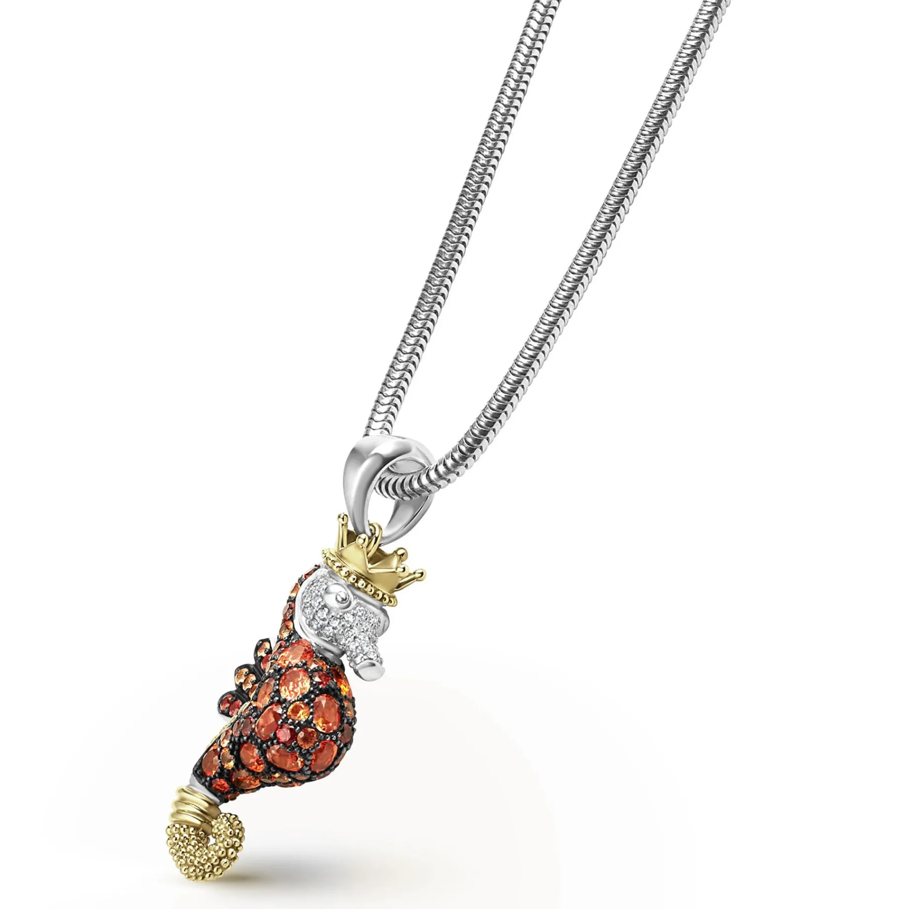Gemstones<LAGOS Orange Sapphire And Diamond Seahorse Pendant Necklace
