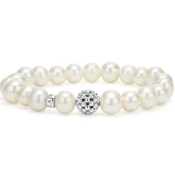 Pearl<LAGOS Pearl Silver Station Bead Bracelet
