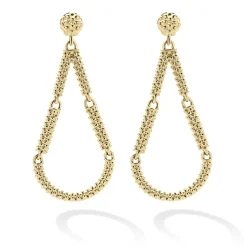 Gold<LAGOS Petite 18K Gold Superfine Caviar Tear Drop Earrings