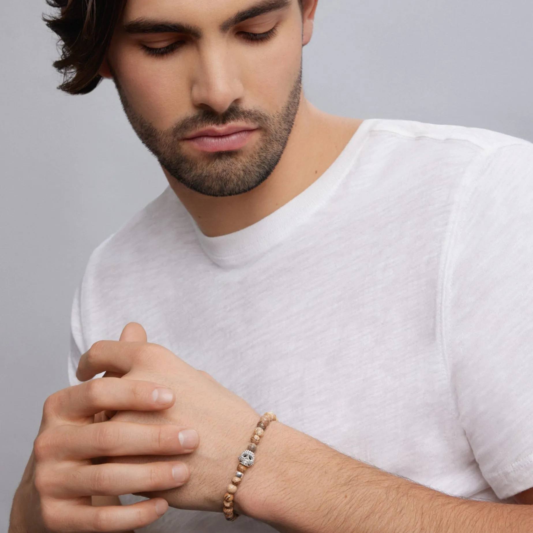 Gemstones<LAGOS Picture Jasper Skull Bracelet