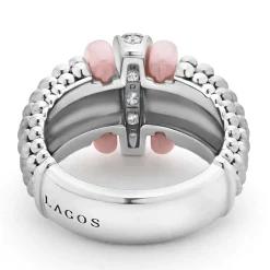 Caviar Rings<LAGOS Pink Ceramic Caviar Diamond Ring