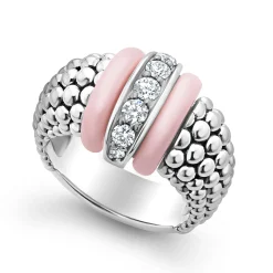 Diamonds<LAGOS Pink Ceramic Caviar Diamond Ring
