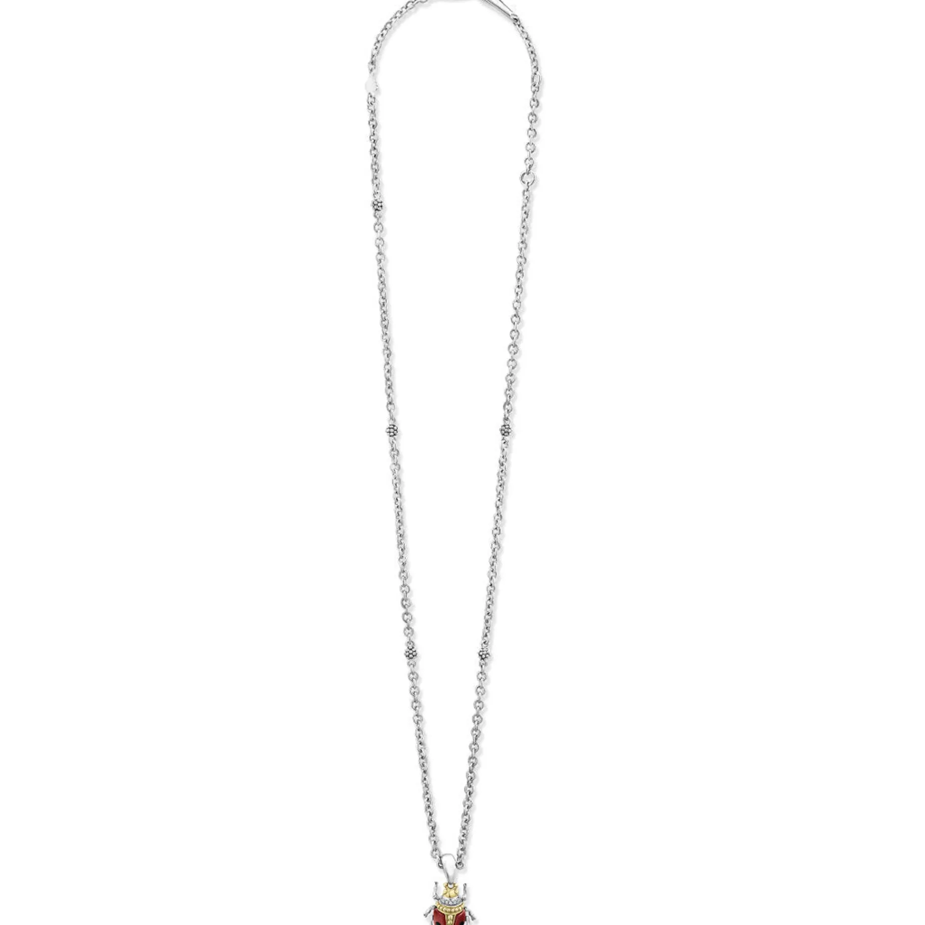 Diamonds<LAGOS Red Agate Beetle Diamond Pendant Necklace