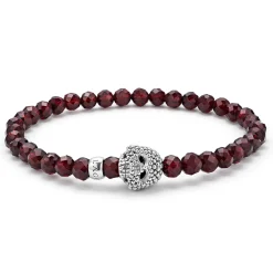 Bracelets<LAGOS Red Garnet Skull Bracelet
