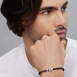 Bracelets<LAGOS Red Garnet Skull Bracelet