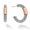 Hoop Earrings<LAGOS Rose Gold Station Caviar Hoop Earrings