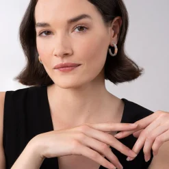 Hoop Earrings<LAGOS Rose Gold Station Caviar Hoop Earrings