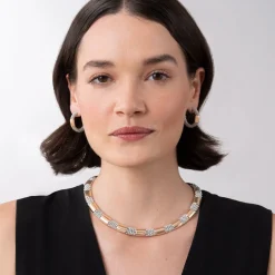 Hoop Earrings<LAGOS Rose Gold Station Caviar Hoop Earrings