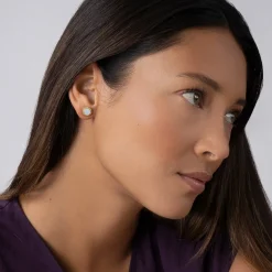 Gold<LAGOS Round Mother Of Pearl Stud Earrings