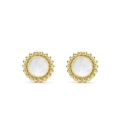Gold<LAGOS Round Mother Of Pearl Stud Earrings