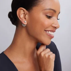 Caviar Earrings<LAGOS Silver Beaded Front-Back Earrings