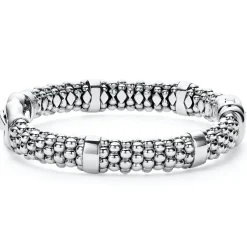 Caviar Bracelets<LAGOS Silver Caviar Buckle Bracelet | 9Mm
