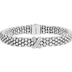 Diamonds<LAGOS Silver X Caviar Diamond Bracelet | 9Mm