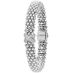 Diamonds<LAGOS Silver X Caviar Diamond Bracelet | 9Mm