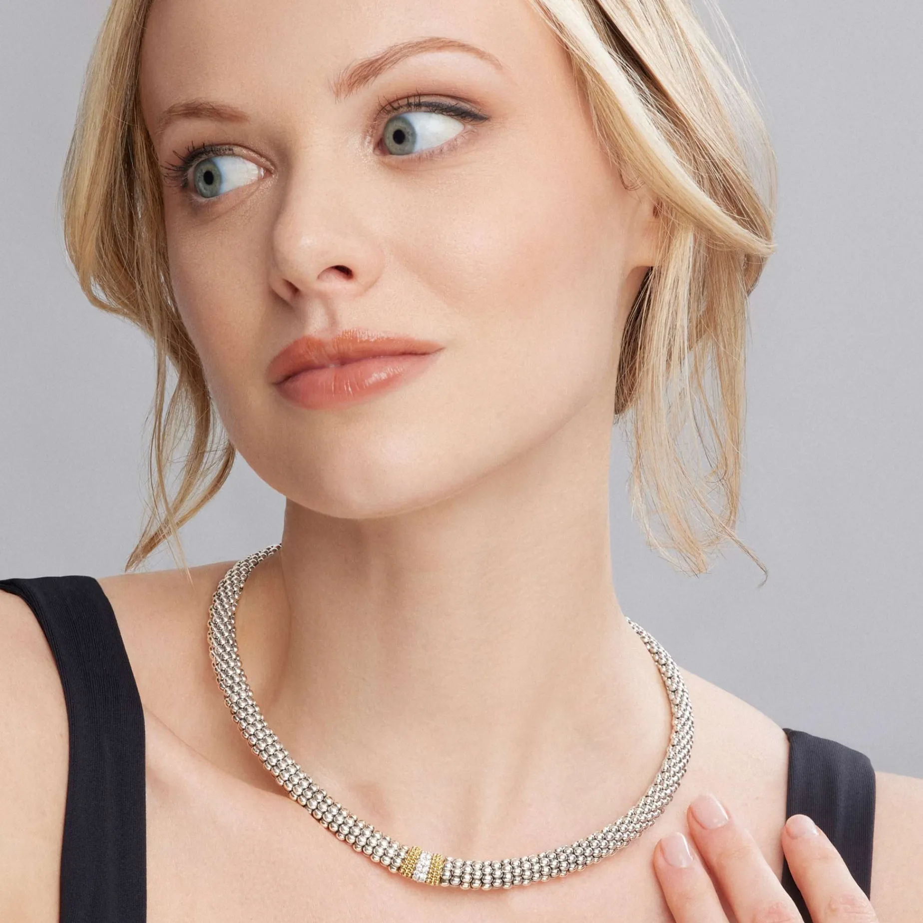 Caviar Necklaces<LAGOS Single Station Diamond Caviar Necklace