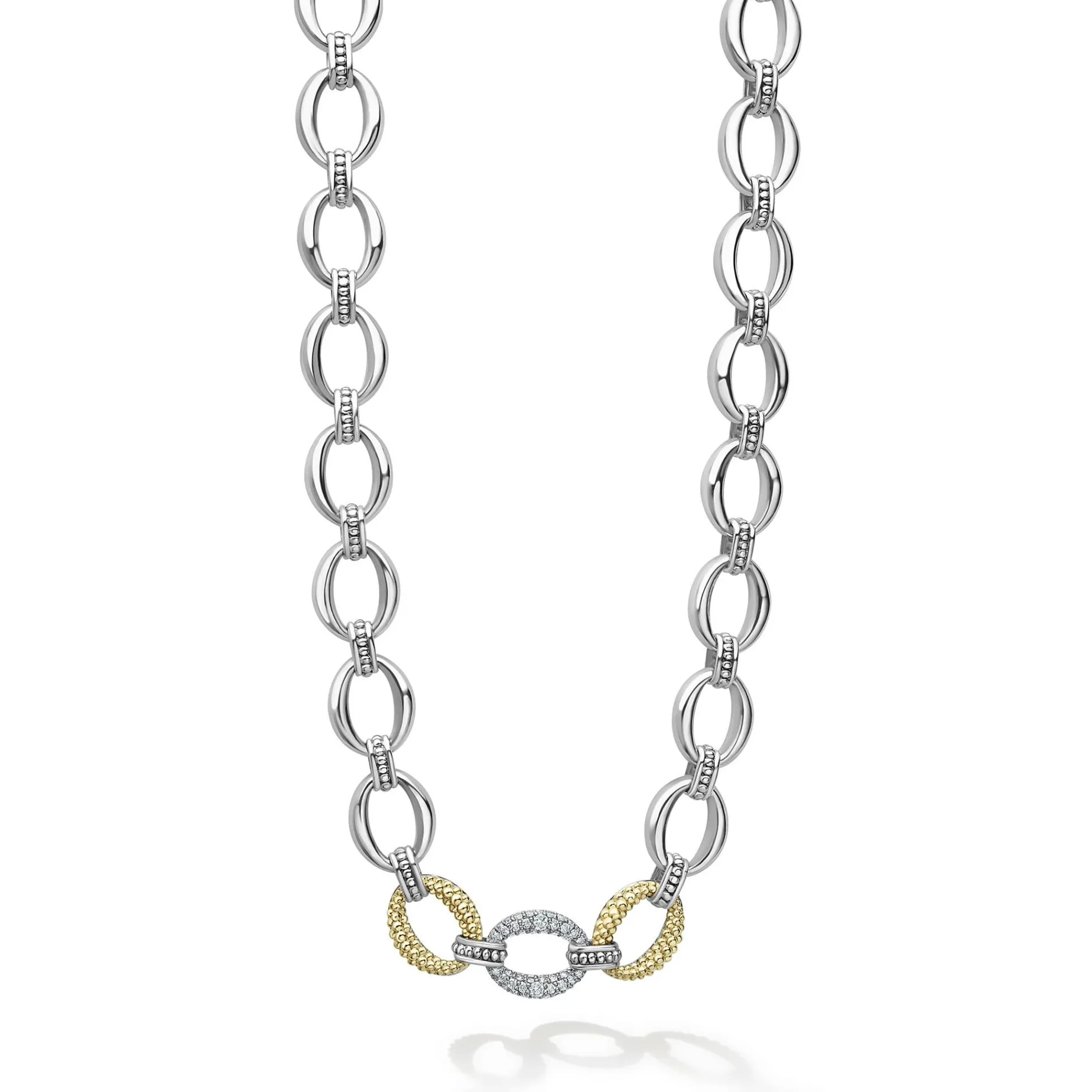 Chains<LAGOS Single Station Diamond Link Necklace