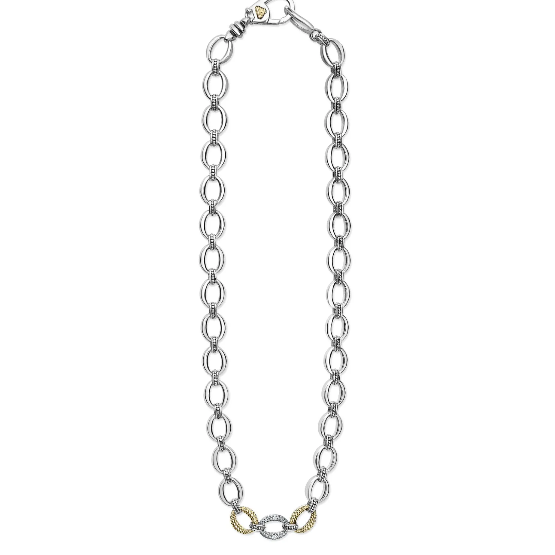 Chains<LAGOS Single Station Diamond Link Necklace