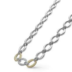 Chains<LAGOS Single Station Diamond Link Necklace