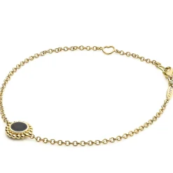Gold<LAGOS Single Station Round Onyx Bracelet