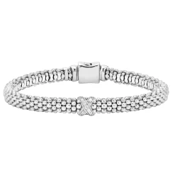 Caviar Bracelets<LAGOS Single Station X Silver Diamond Bracelet | 6Mm