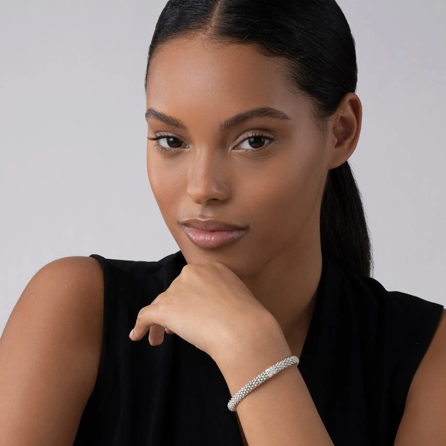 Caviar Bracelets<LAGOS Single Station X Silver Diamond Bracelet | 6Mm