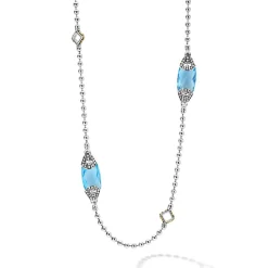 Gemstones<LAGOS Six Station Swiss Blue Topaz Necklace